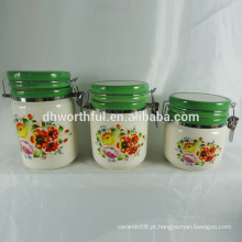Novos artigos de cozinha, recipientes de cerâmica com tampas seladas para armazenamento de alimentos